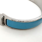 Hermes Clic Enamel Bracelet Clac Bangle Silver Plated Light Blue — view 4
