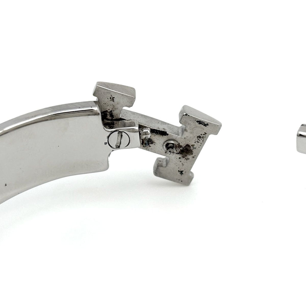 Hermes Clic Enamel Bracelet Clac Bangle Silver Plated Light Blue — view 3