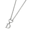 Dior Logo Necklace Rhinestone Silver Plated