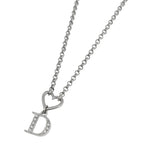 Dior Logo Necklace Rhinestone Silver Plated