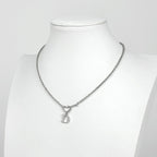 Dior Logo Necklace Rhinestone Silver Plated — view 4