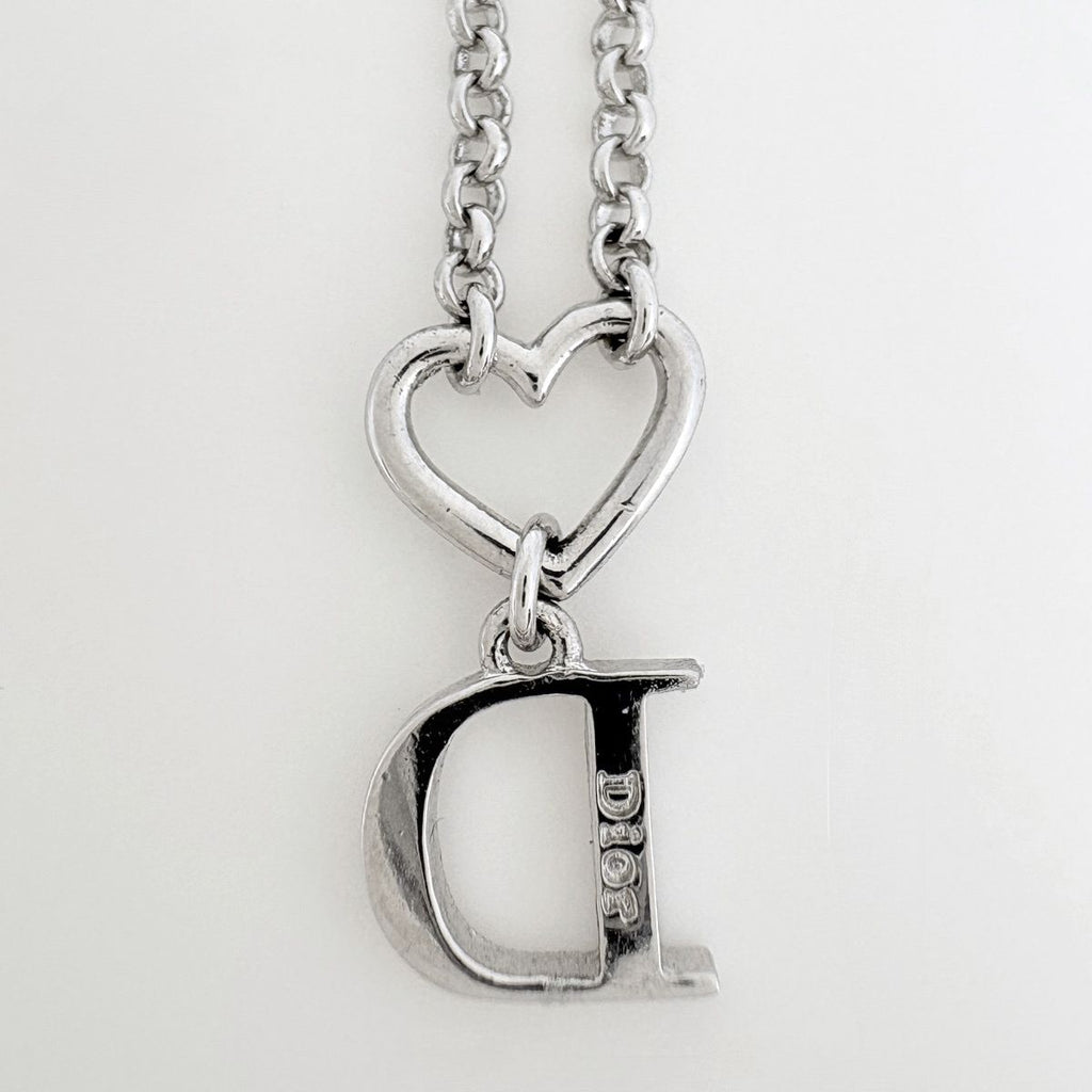 Dior Logo Necklace Rhinestone Silver Plated — view 2