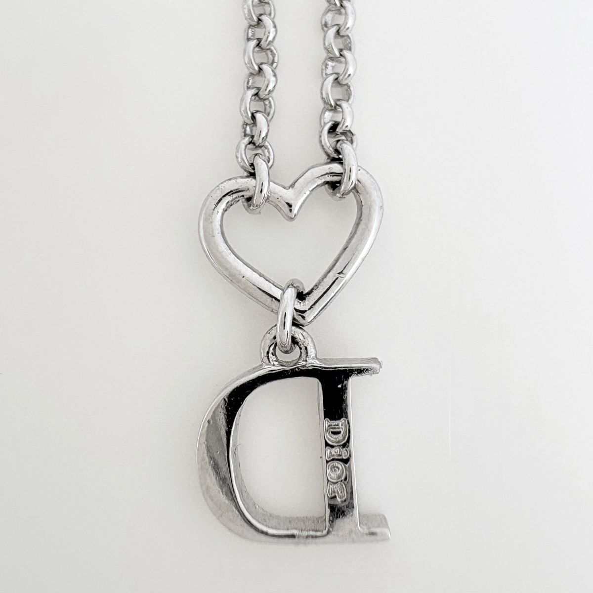 Dior Logo Necklace Rhinestone Silver Plated — view 2