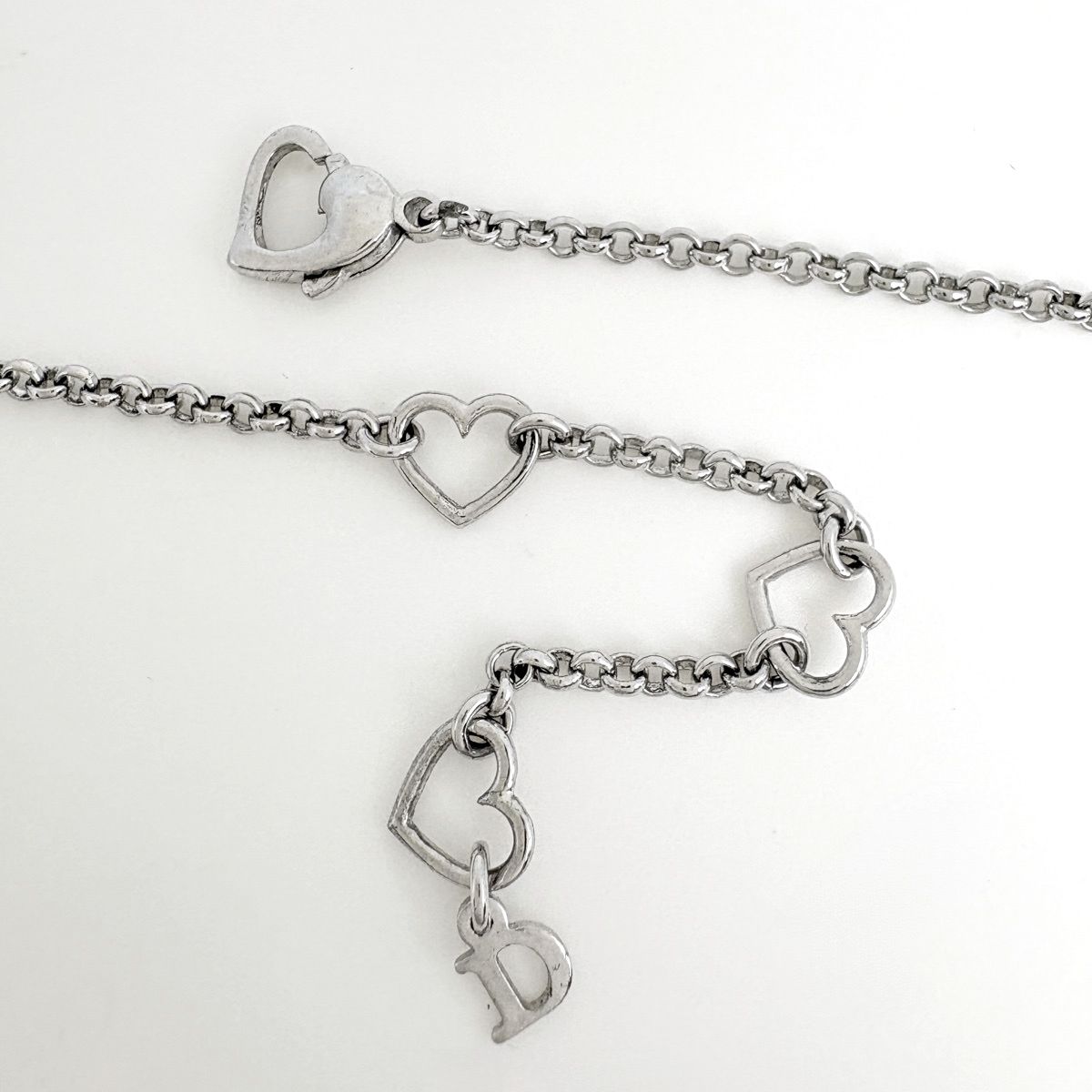 Dior Logo Necklace Rhinestone Silver Plated — view 3