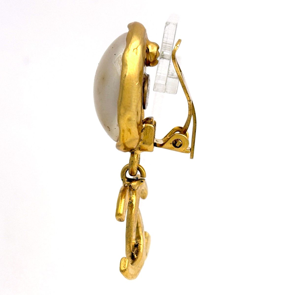 Chanel CC Logo Faux Purse Earrings Round Swing Gold Plated — view 2