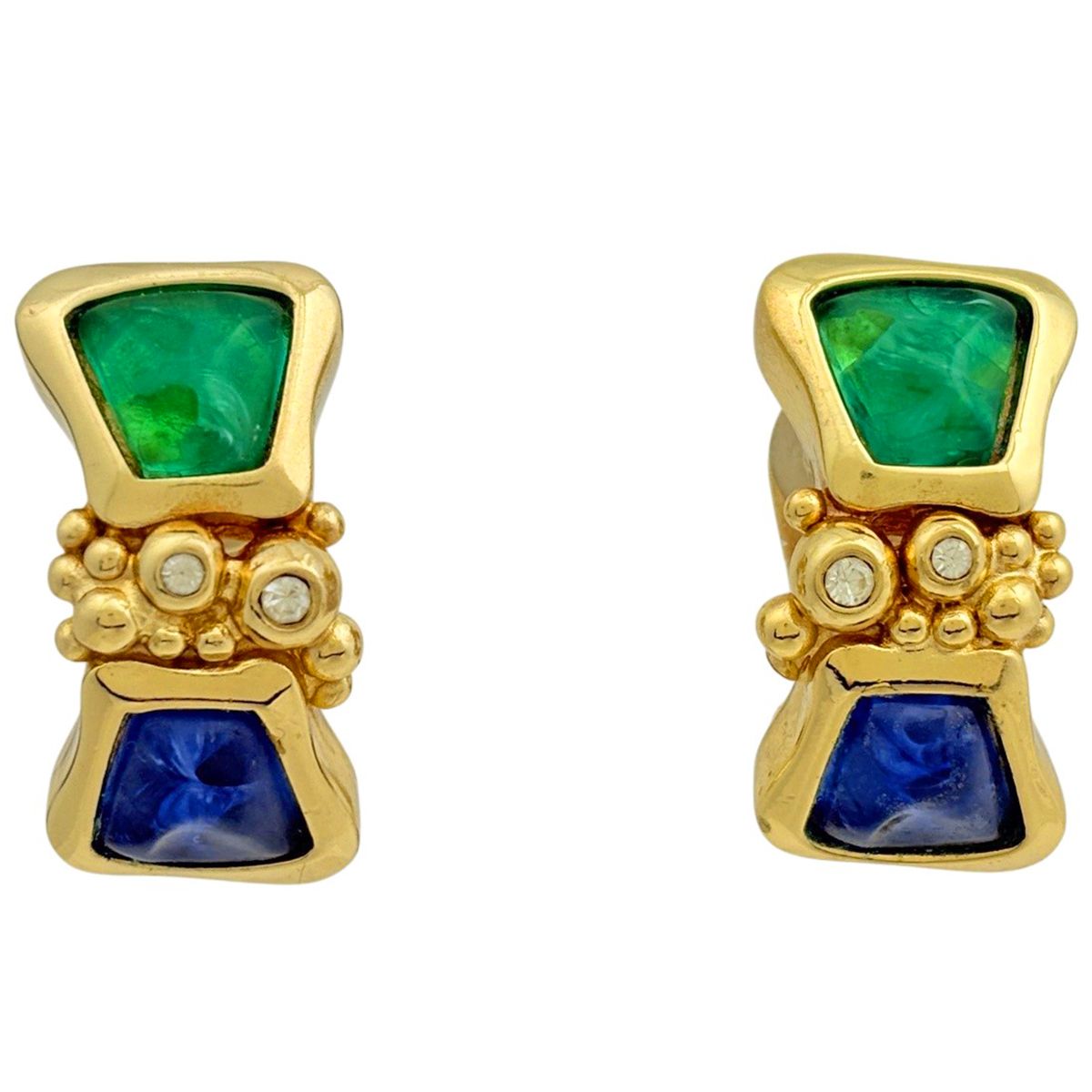 Dior Color Stone Earrings Gold Plated