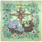 Hermes Carre 90 Passiflores Passion Flower Scarf Silk Green Multicolor