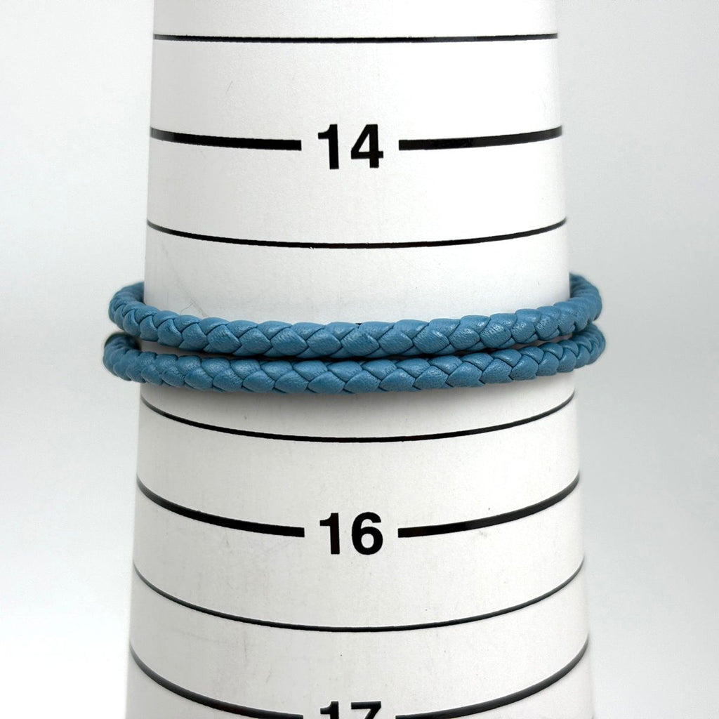 Hermes Double Tour Bracelet Leather Silver Blue — view 4