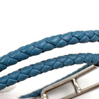 Hermes Double Tour Bracelet Leather Silver Blue — view 3