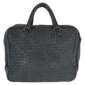 Bottega Veneta Intrecciato Black Gunmetal Leather Business Briefcase
