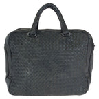 Bottega Veneta Intrecciato Black Gunmetal Leather Business Briefcase