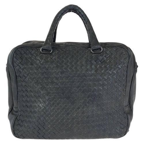 Bottega Veneta Intrecciato Black Gunmetal Leather Business Briefcase
