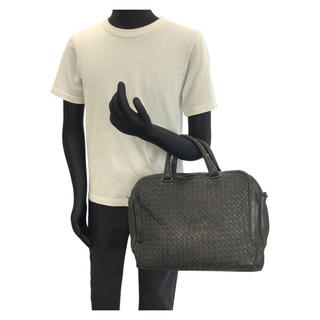 Bottega Veneta Intrecciato Black Gunmetal Leather Business Briefcase — view 7