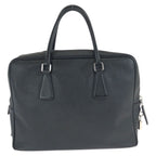 Prada Saffiano Black Silver Leather Business Briefcase — view 2