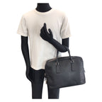 Prada Saffiano Black Silver Leather Business Briefcase — view 7