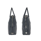 Prada Saffiano Black Silver Leather Business Briefcase — view 8