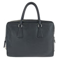 Prada Saffiano Black Silver Leather Business Briefcase