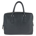 Prada Saffiano Black Silver Leather Business Briefcase