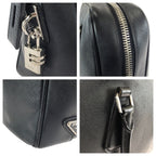 Prada Saffiano Black Silver Leather Business Briefcase — view 5
