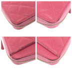 Chanel Quilted CC Logo Pink Gold Caviar Leather Wallet Zip Around — view 4