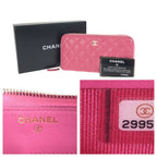 Chanel Quilted CC Logo Pink Gold Caviar Leather Wallet Zip Around — view 5