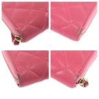 Chanel Quilted CC Logo Pink Gold Caviar Leather Wallet Zip Around — view 3