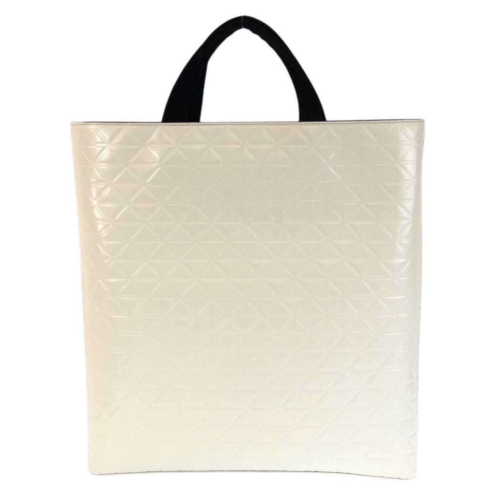 Prada Water Bottle White Black Silver Leather Tote Business — view 2