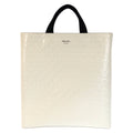 Prada Water Bottle White Black Silver Leather Tote Business