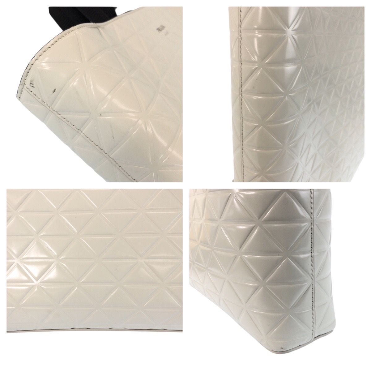Prada Water Bottle White Black Silver Leather Tote Business — view 5