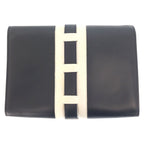 Celine Vintage Logo Ribbon Navy White Gold Leather Shoulder Bag Pochette — view 2