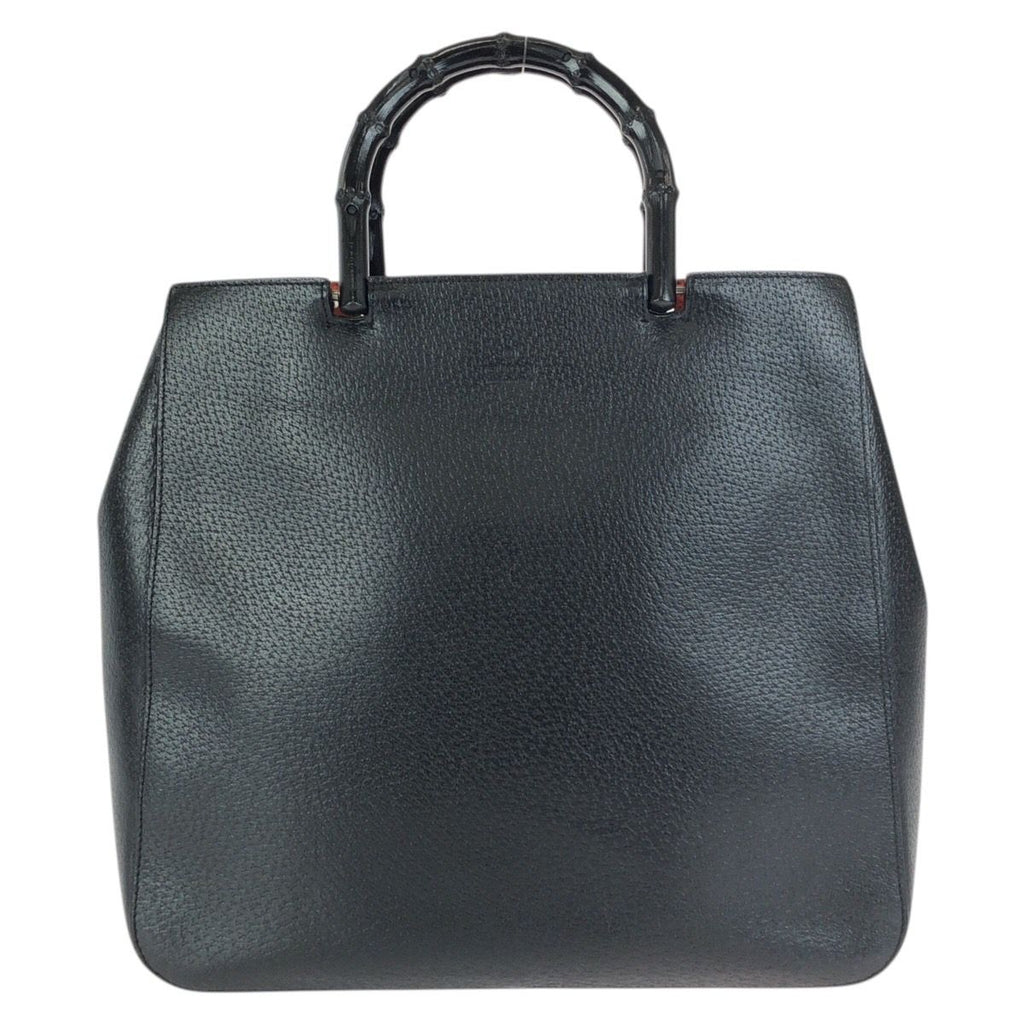Gucci Bamboo Black Silver Leather 002 Tote