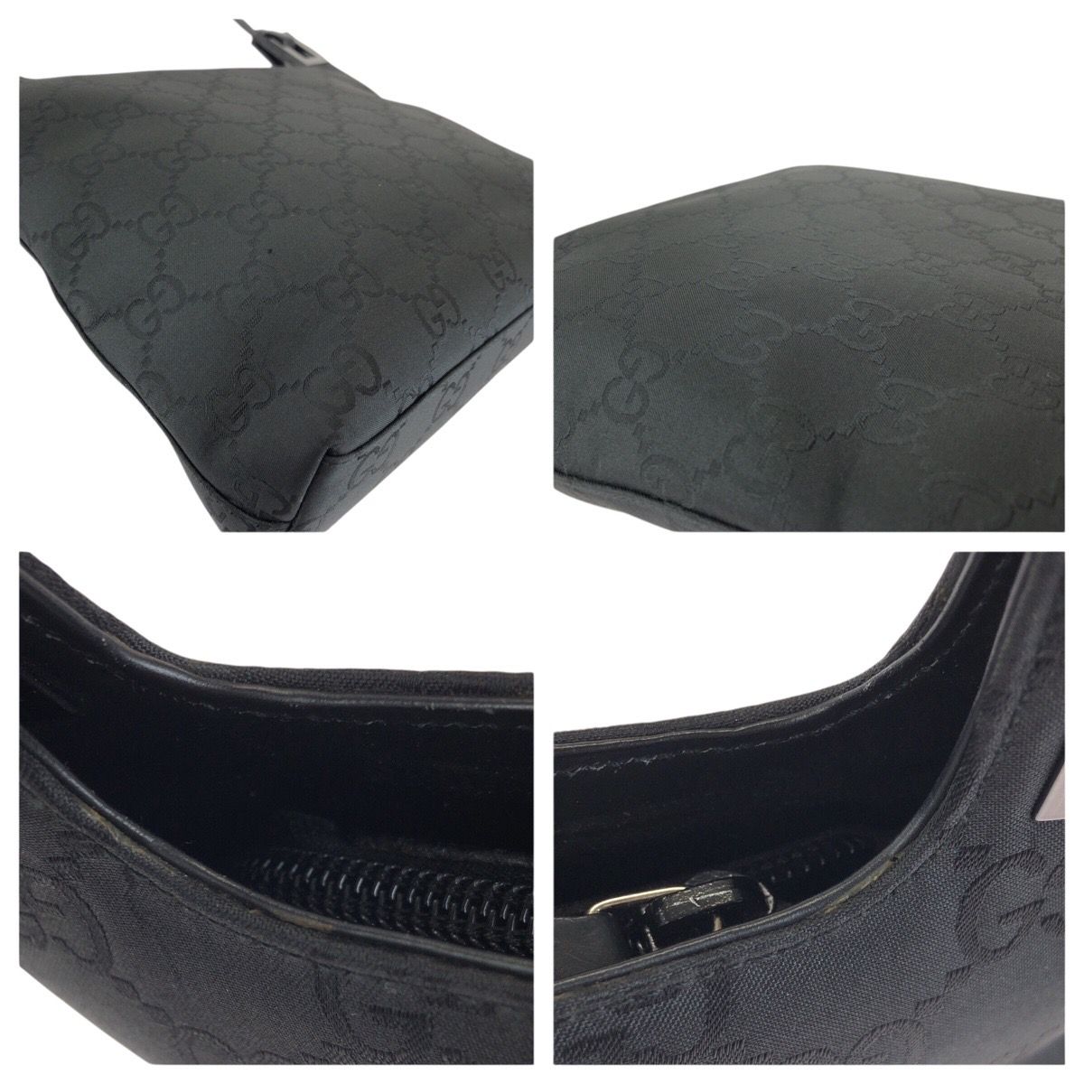 Gucci GG Pattern Black Gunmetal Nylon 001 Shoulder — view 5