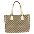 Gucci Beige Gunmetal GG Canvas Leather Tote