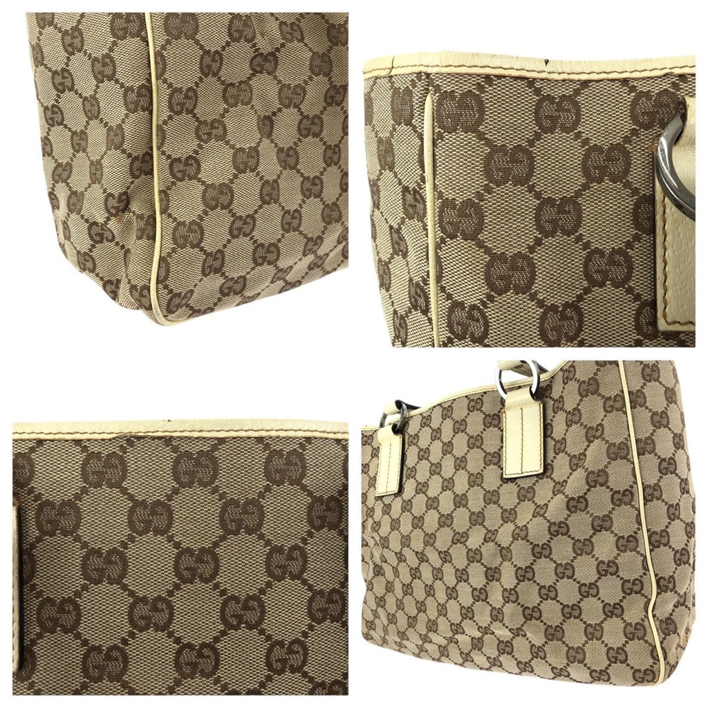 Gucci Beige Gunmetal GG Canvas Leather Tote — view 5