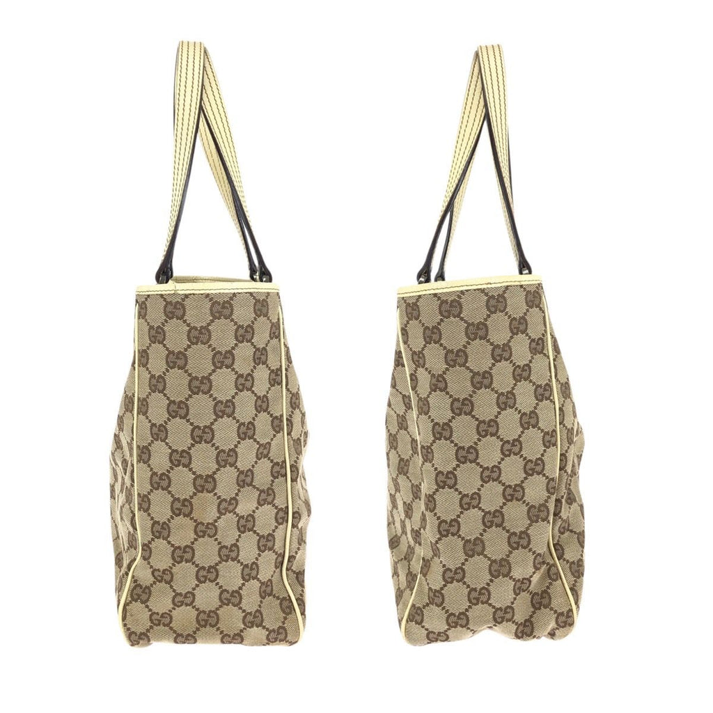 Gucci Beige Gunmetal GG Canvas Leather Tote — view 8