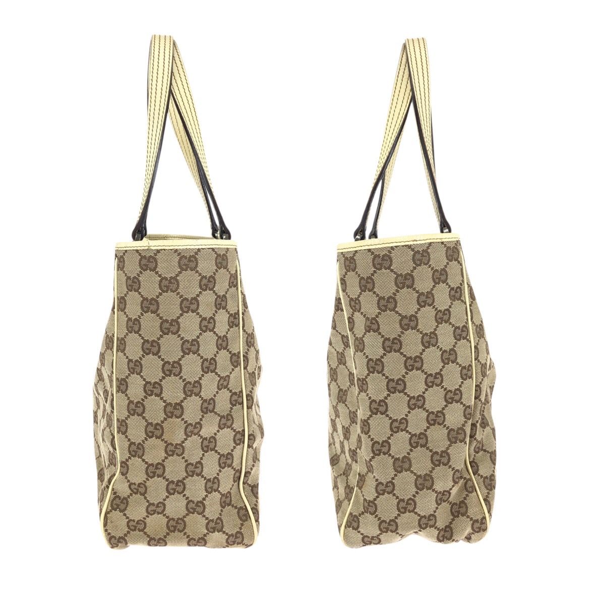 Gucci Beige Gunmetal GG Canvas Leather Tote — view 8