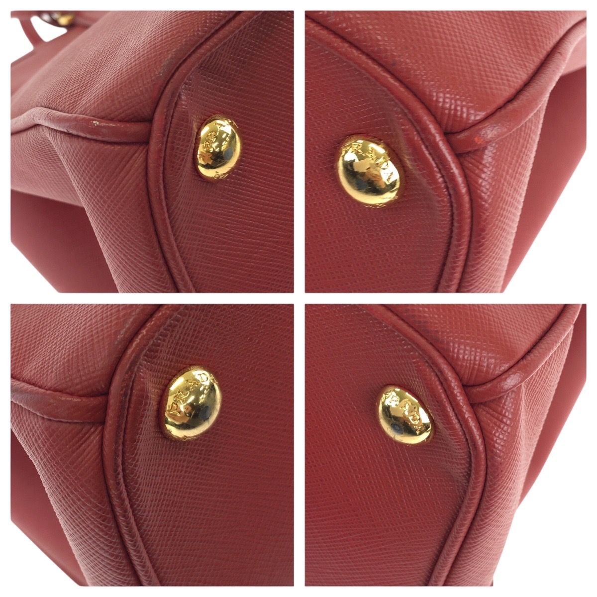 Prada Saffiano Red Gold Leather Tote — view 3
