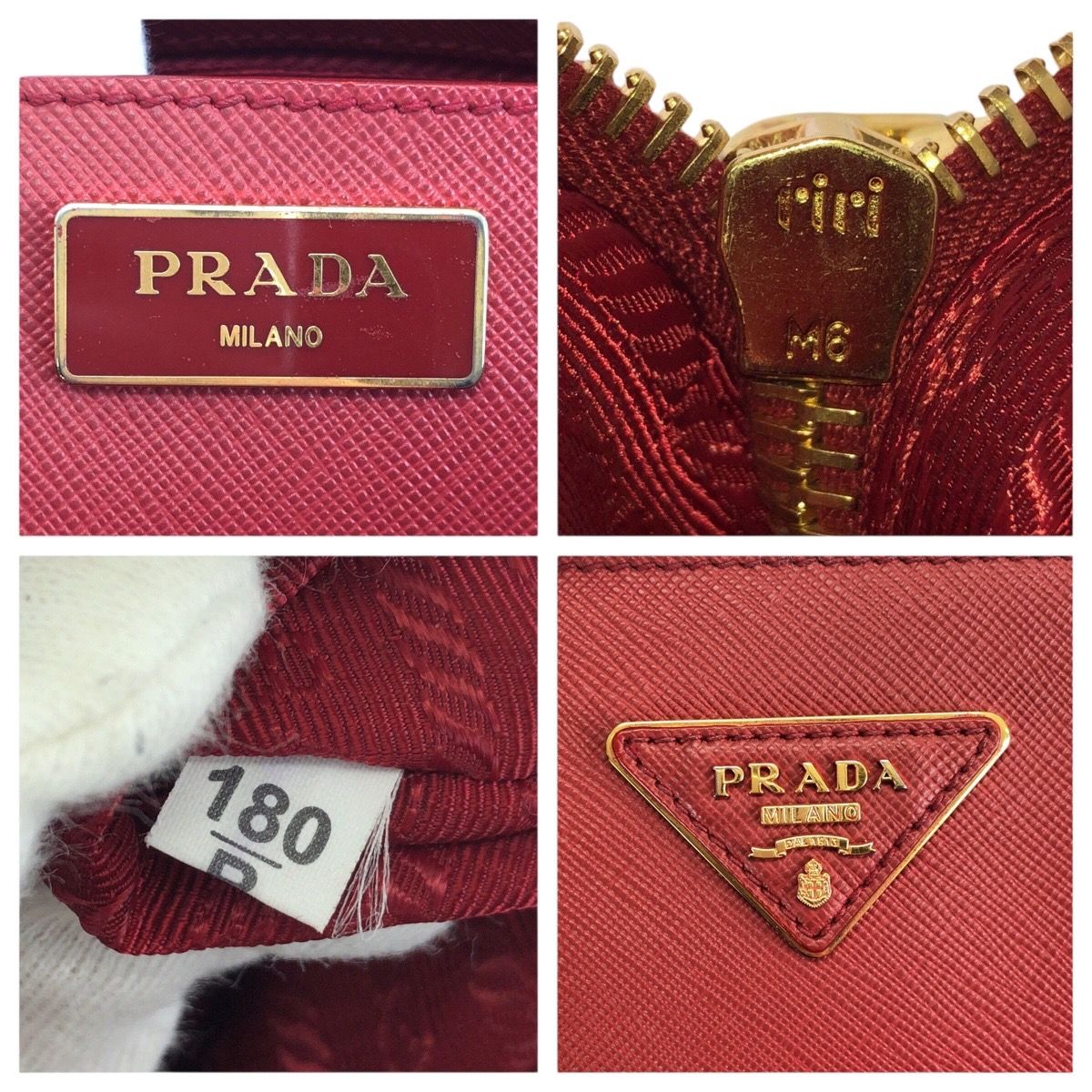 Prada Saffiano Red Gold Leather Tote — view 4