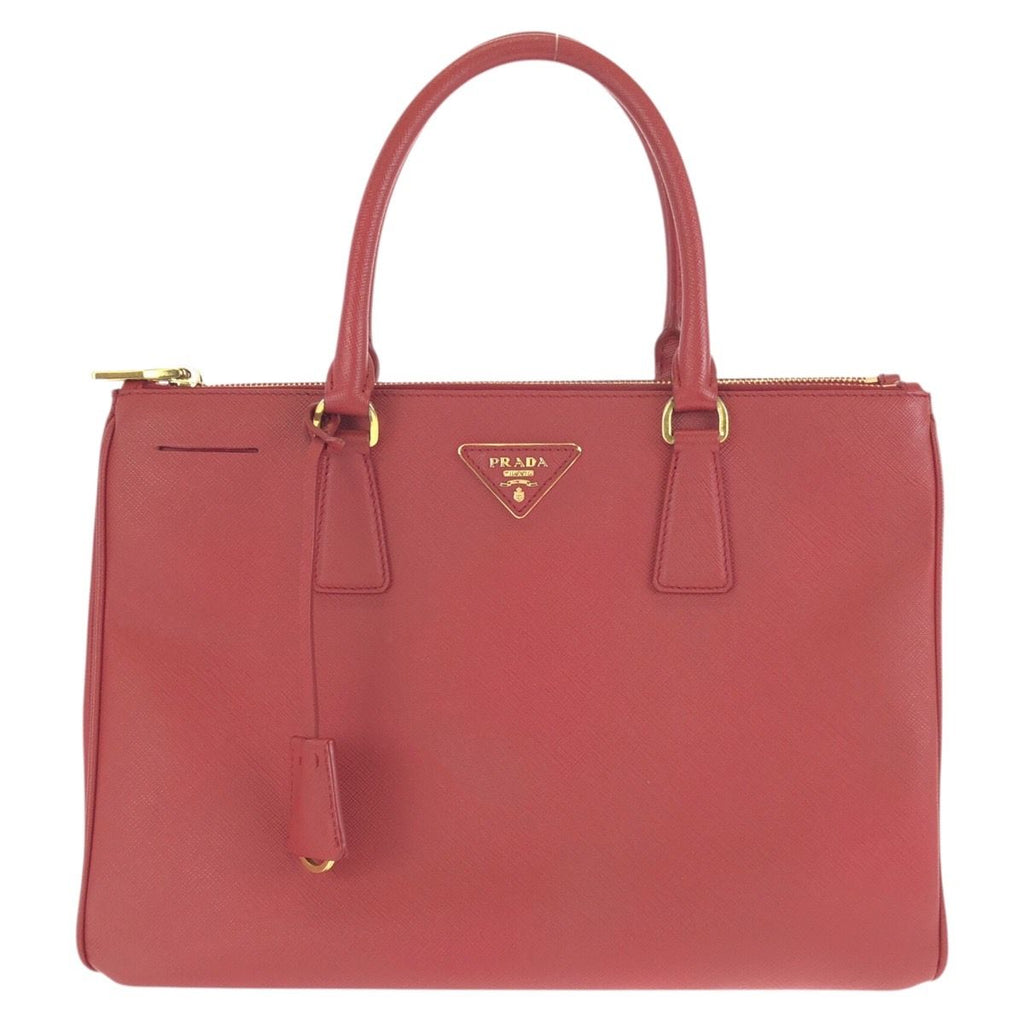 Prada Saffiano Red Gold Leather Tote