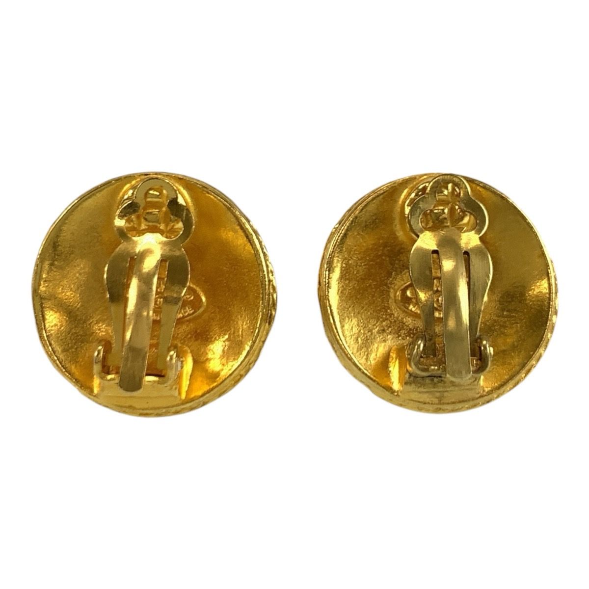 Chanel Vintage Lava CC Logo Gold Plated Earrings — view 2