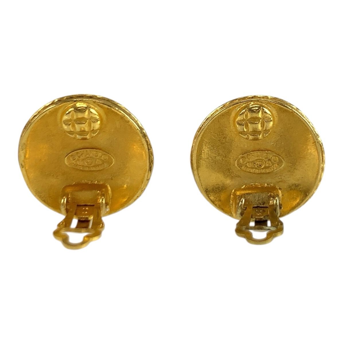 Chanel Vintage Lava CC Logo Gold Plated Earrings — view 3