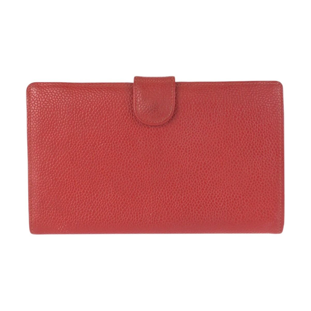Chanel Vintage CC Logo Red Gold Caviar Leather Wallet — view 2