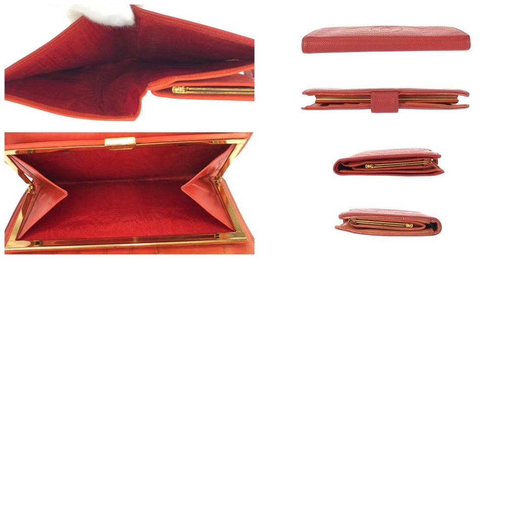 Chanel Vintage CC Logo Red Gold Caviar Leather Wallet — view 9