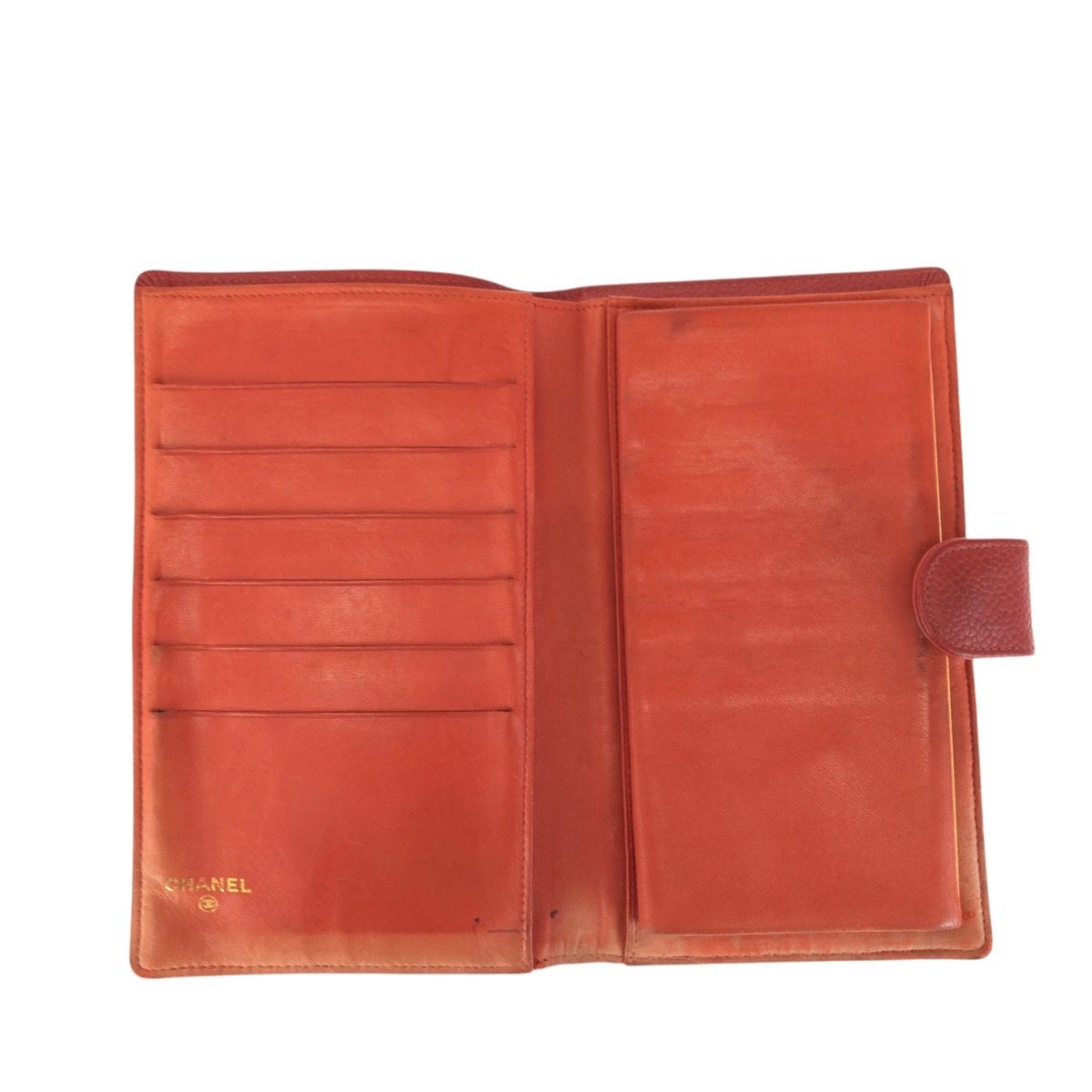 Chanel Vintage CC Logo Red Gold Caviar Leather Wallet — view 8