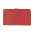 Chanel Vintage CC Logo Red Gold Caviar Leather Wallet