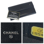 Chanel Camellia CC Logo Black Silver Leather Wallet — view 5