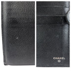 Chanel Camellia CC Logo Black Silver Leather Wallet — view 7