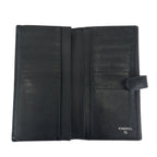 Chanel Camellia CC Logo Black Silver Leather Wallet — view 8