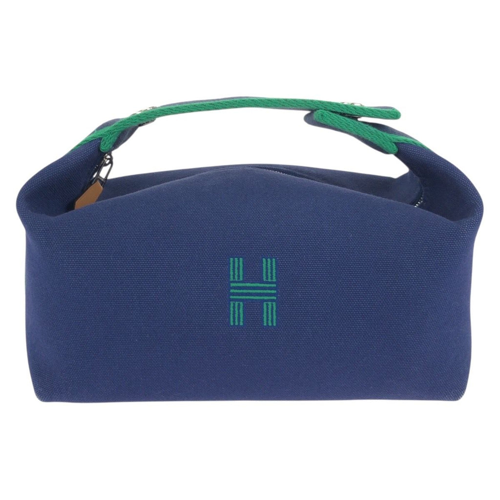 Hermes Bride-a-Brac PM Marine Blue Green Toile Ash Handbag Pouch Makeup