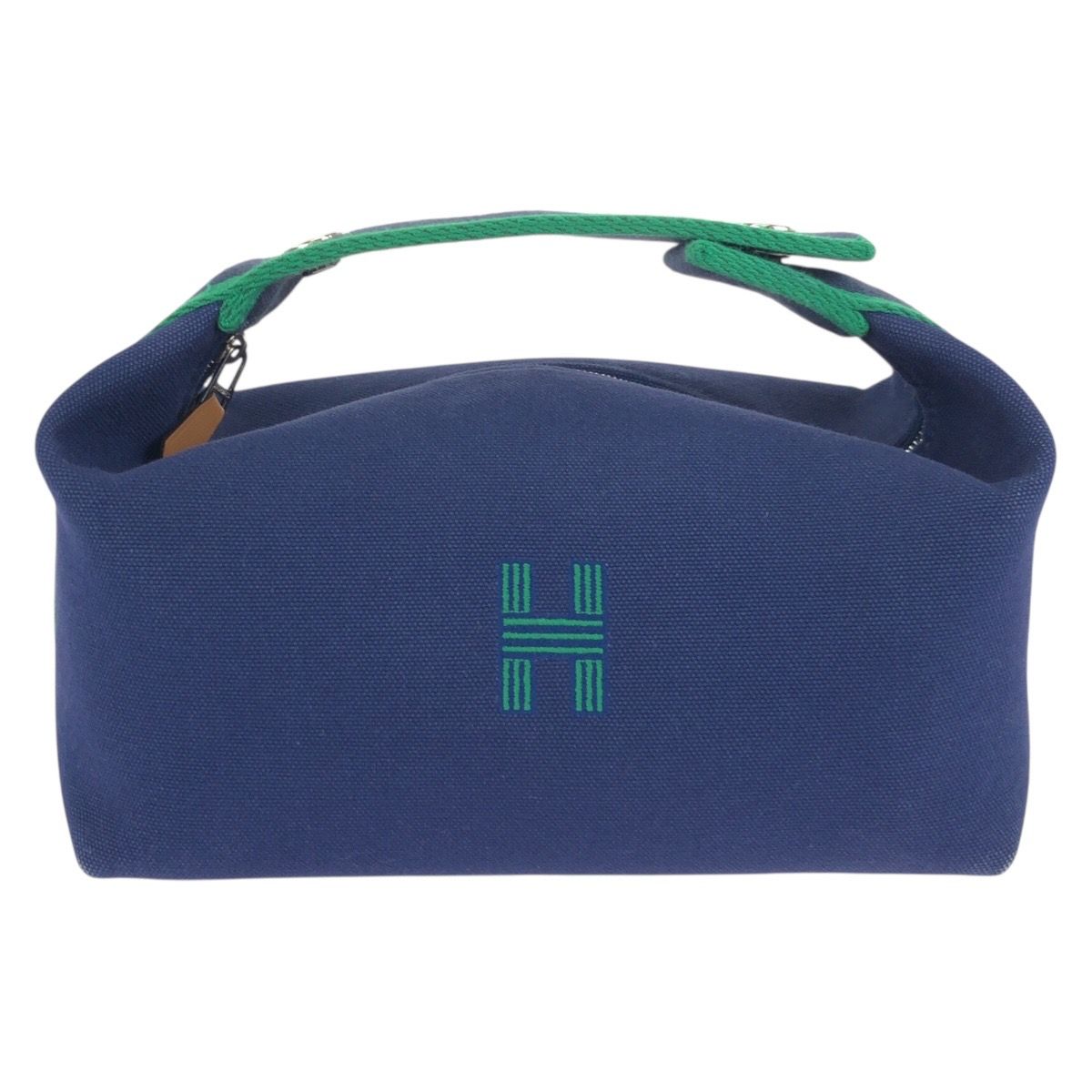 Hermes Bride-a-Brac PM Marine Blue Green Toile Ash Handbag Pouch Makeup